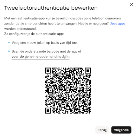 Tweestapsverificatie met authenticatie-app instellen